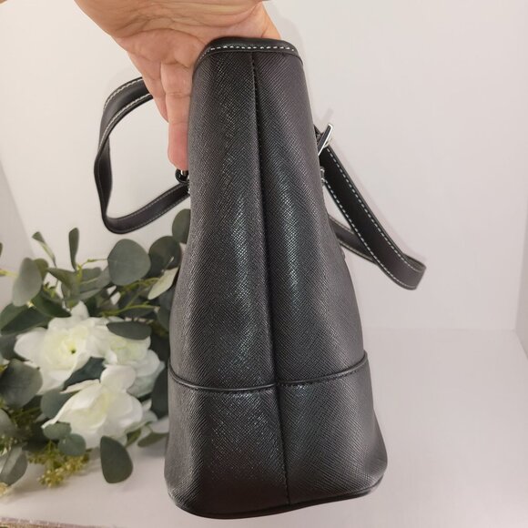 Giani Bernini Black Leather Tote Bag - Organizer Pockets & Smartphone Pocket MSR - Picture 2 of 8